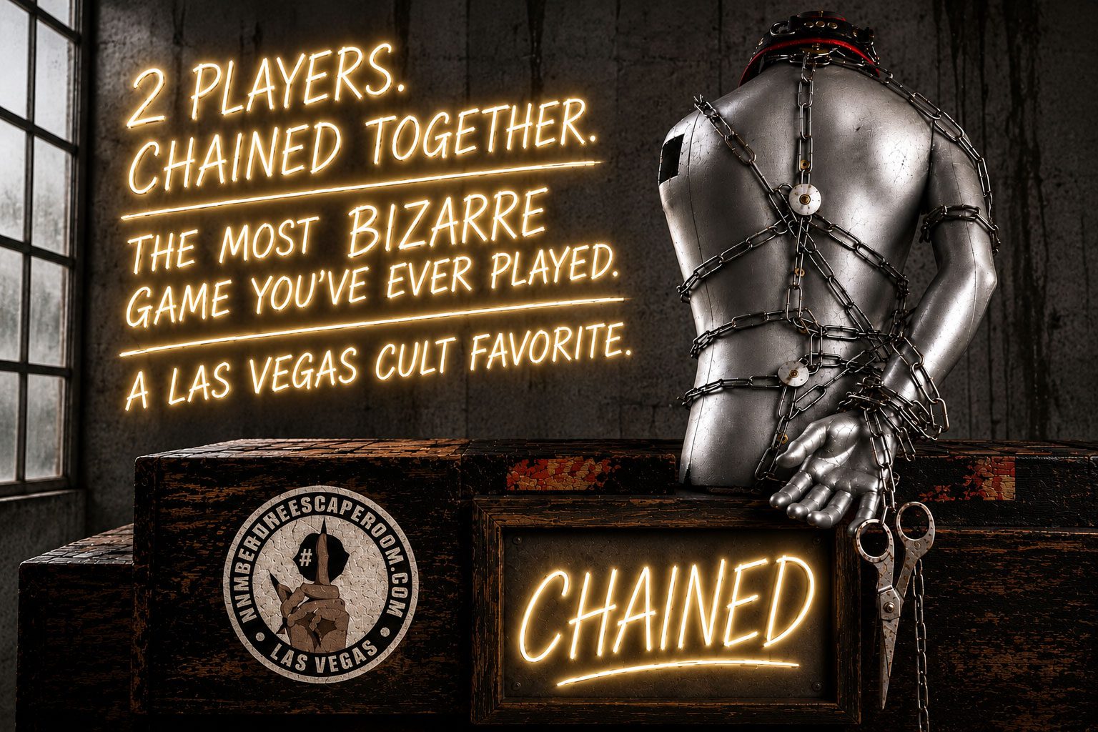 Halloween Escape Room Las Vegas. Get Chained Together at Number One Escape Room